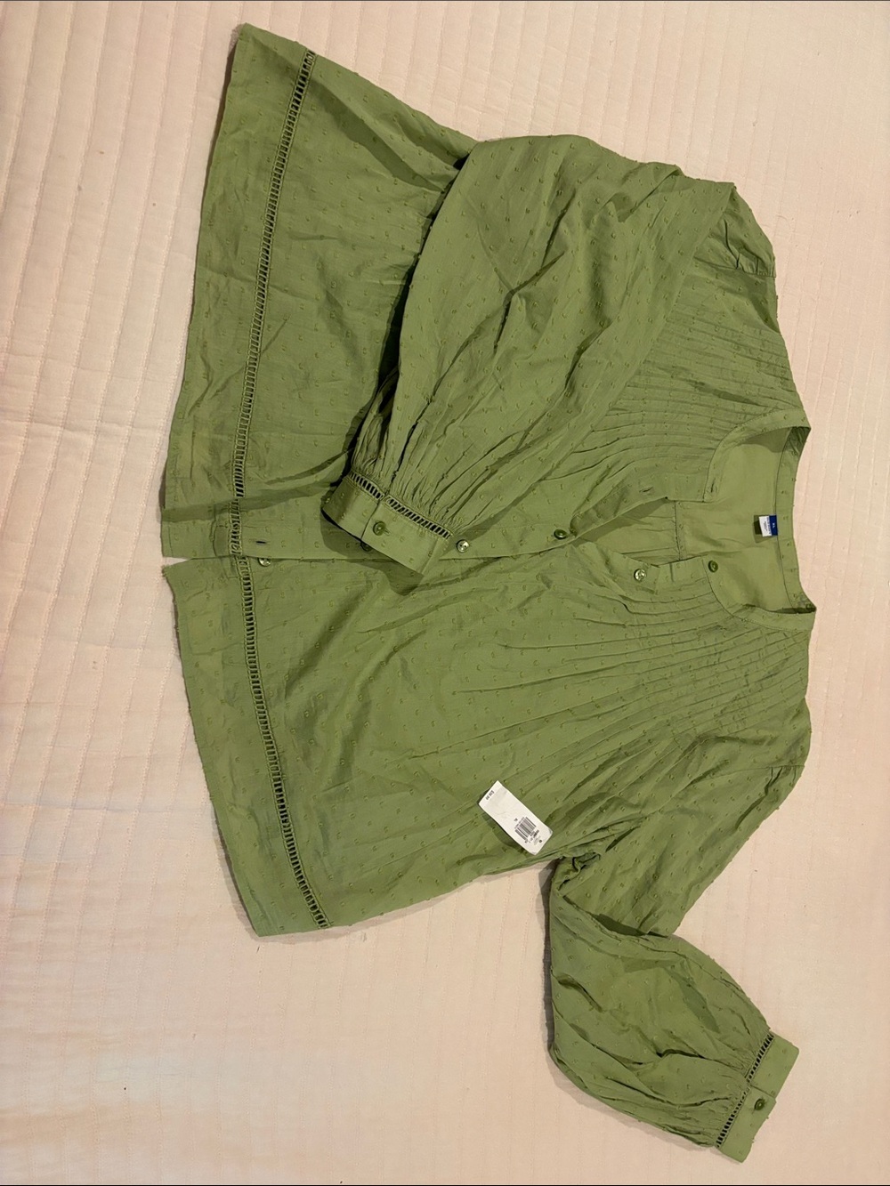 Old Navy Olive Green Lightweight Pintuck Shirt Jacket